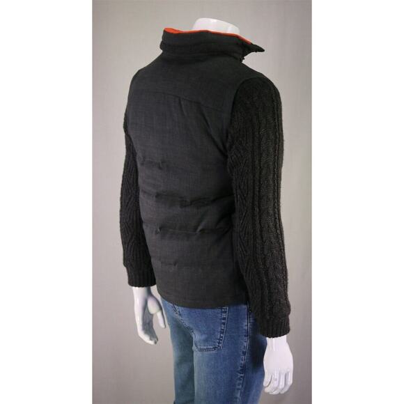 Paul Stuart Japan Gray Puffer Down Jacket Vest w/ Zip Off Knit Sleeves Jacket~ S - Picture 6 of 11